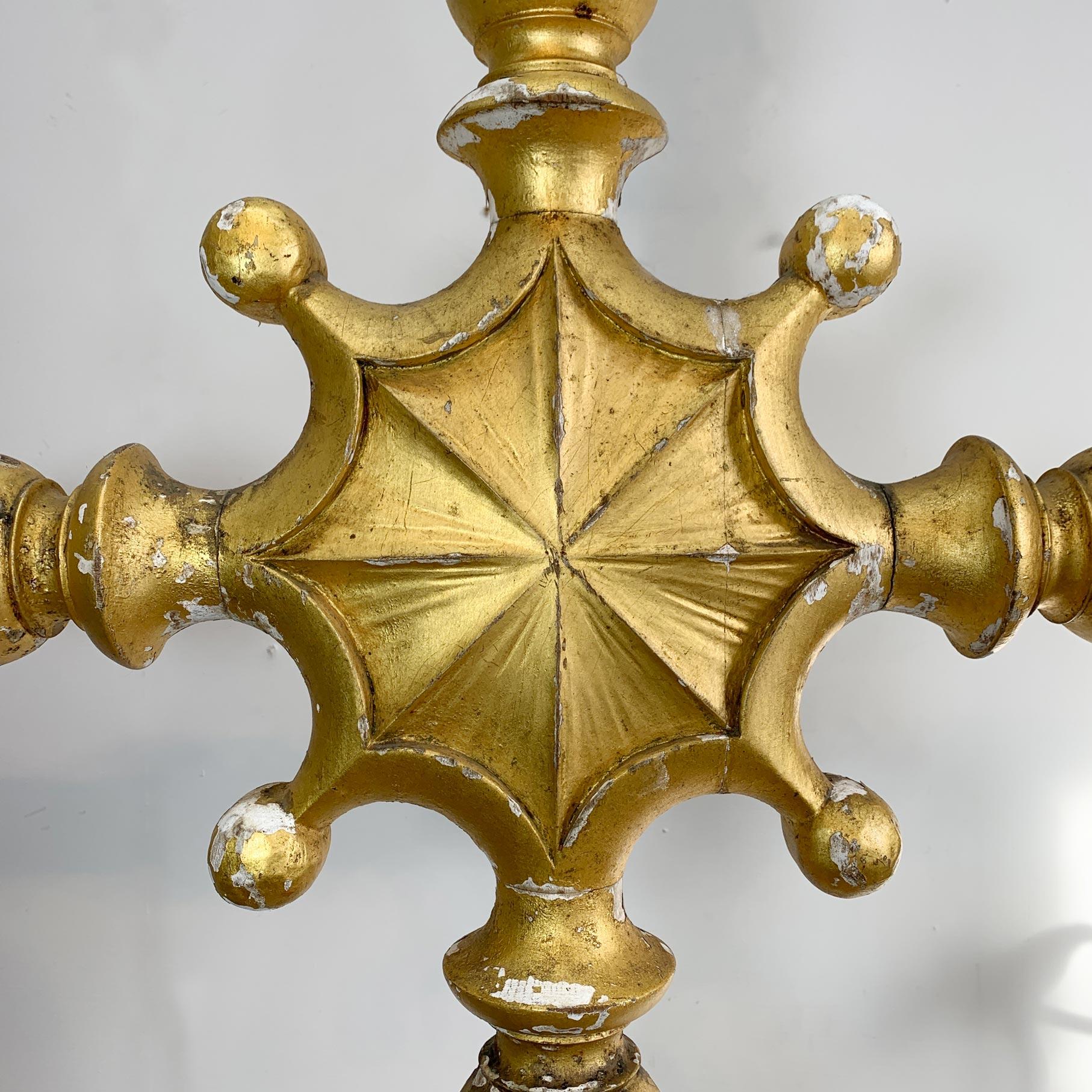 Rococo Early 19th Century Giltwood and Gesso Large Italian Religious Cross For Sale