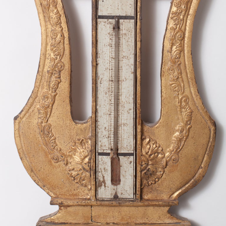 French Early 19th Century Giltwood Barometer 