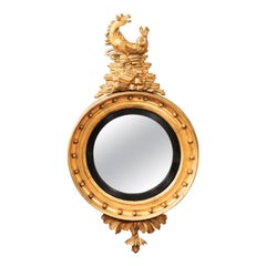 Bull's Eye Spiegel aus Giltwood mit mythologischem Hippocampus aus dem frühen 19.