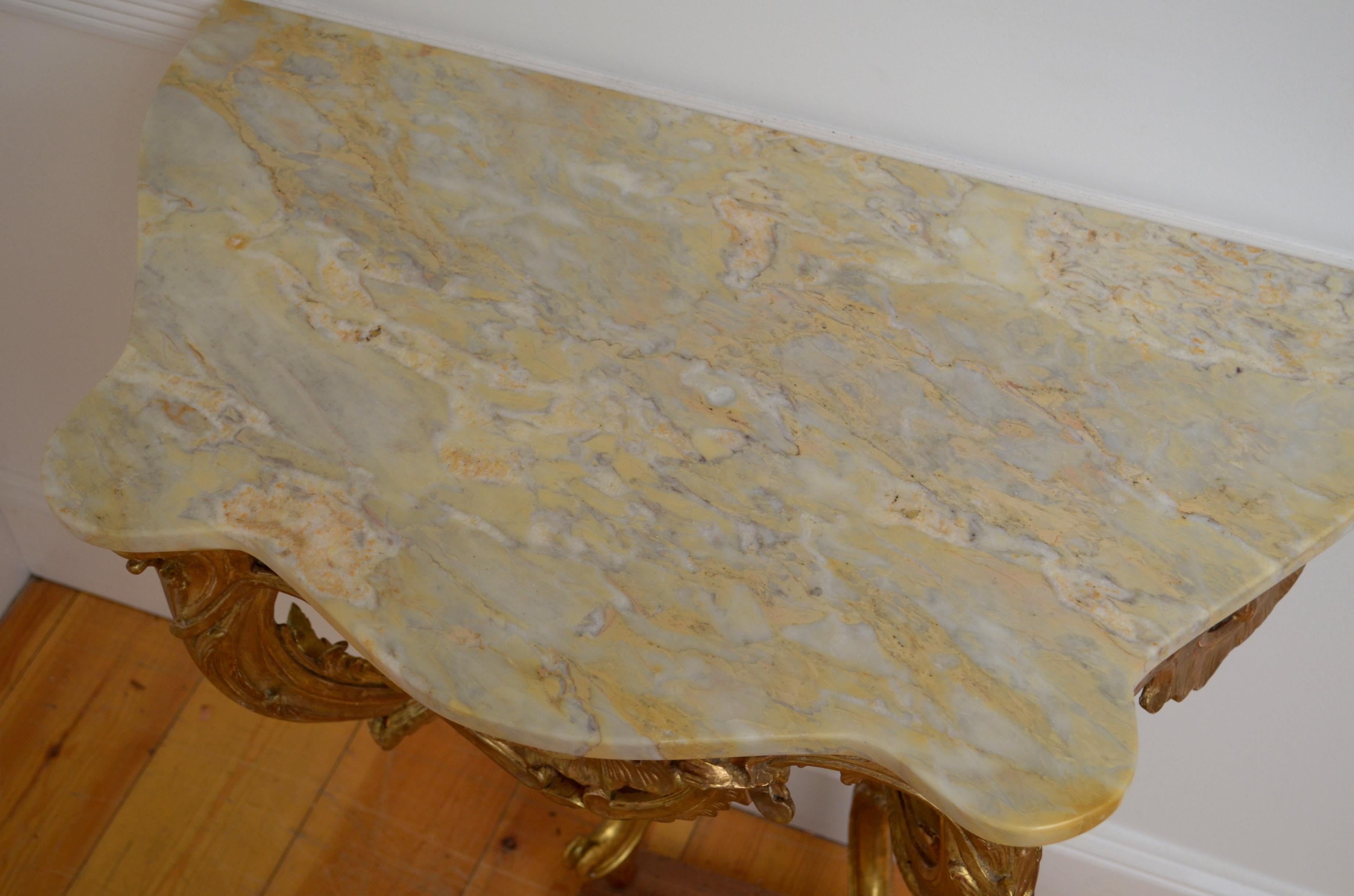 Baroque Early 19th Century Giltwood Console Table Hall Table For Sale