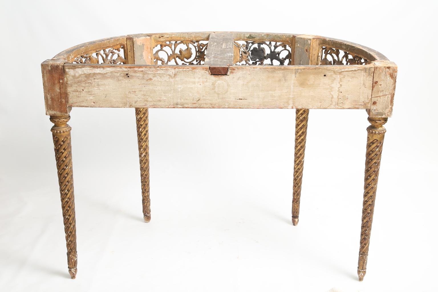 Early 19th Century Giltwood Demilune Console with Breche d'alep Marble Top 1