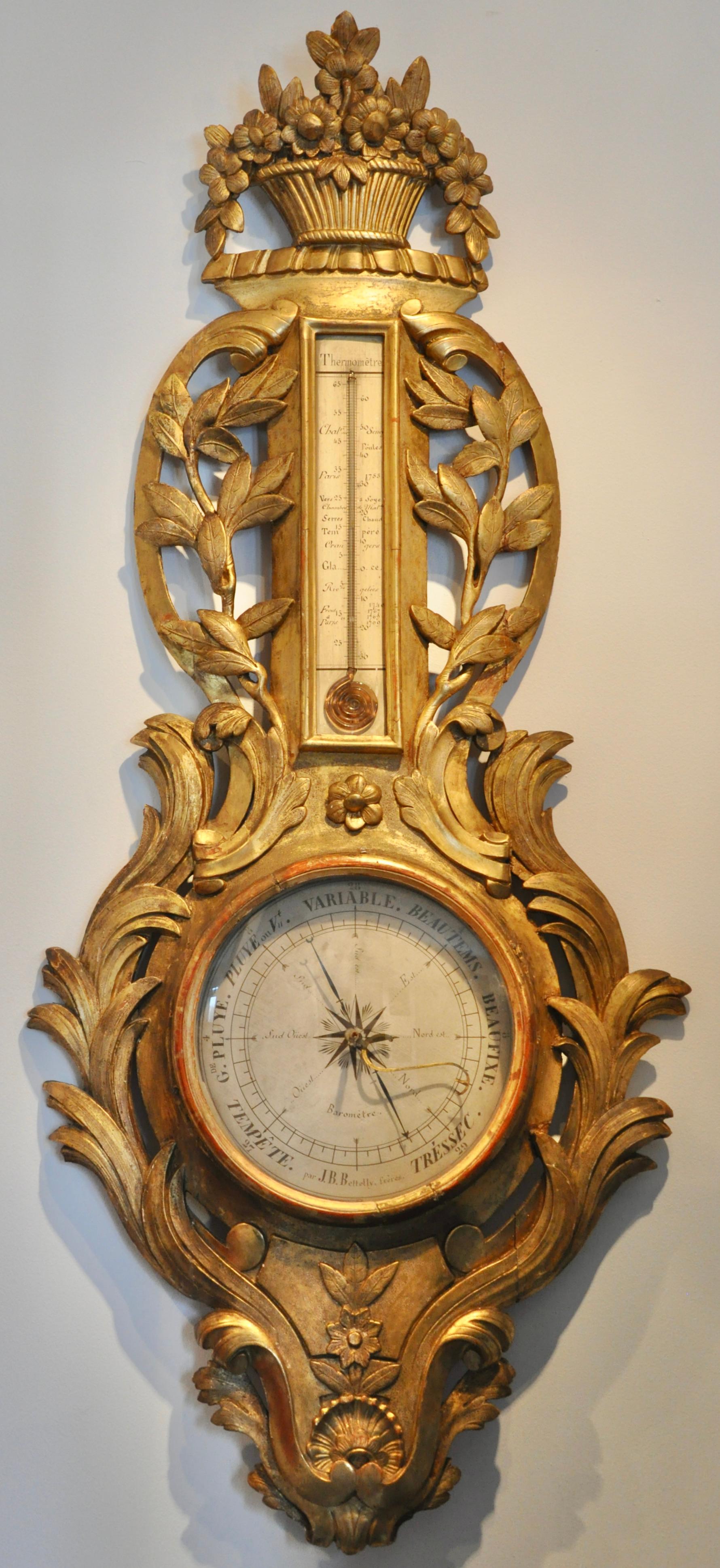 Early 19th Century Giltwood Louis XVI Barometer For Sale 1