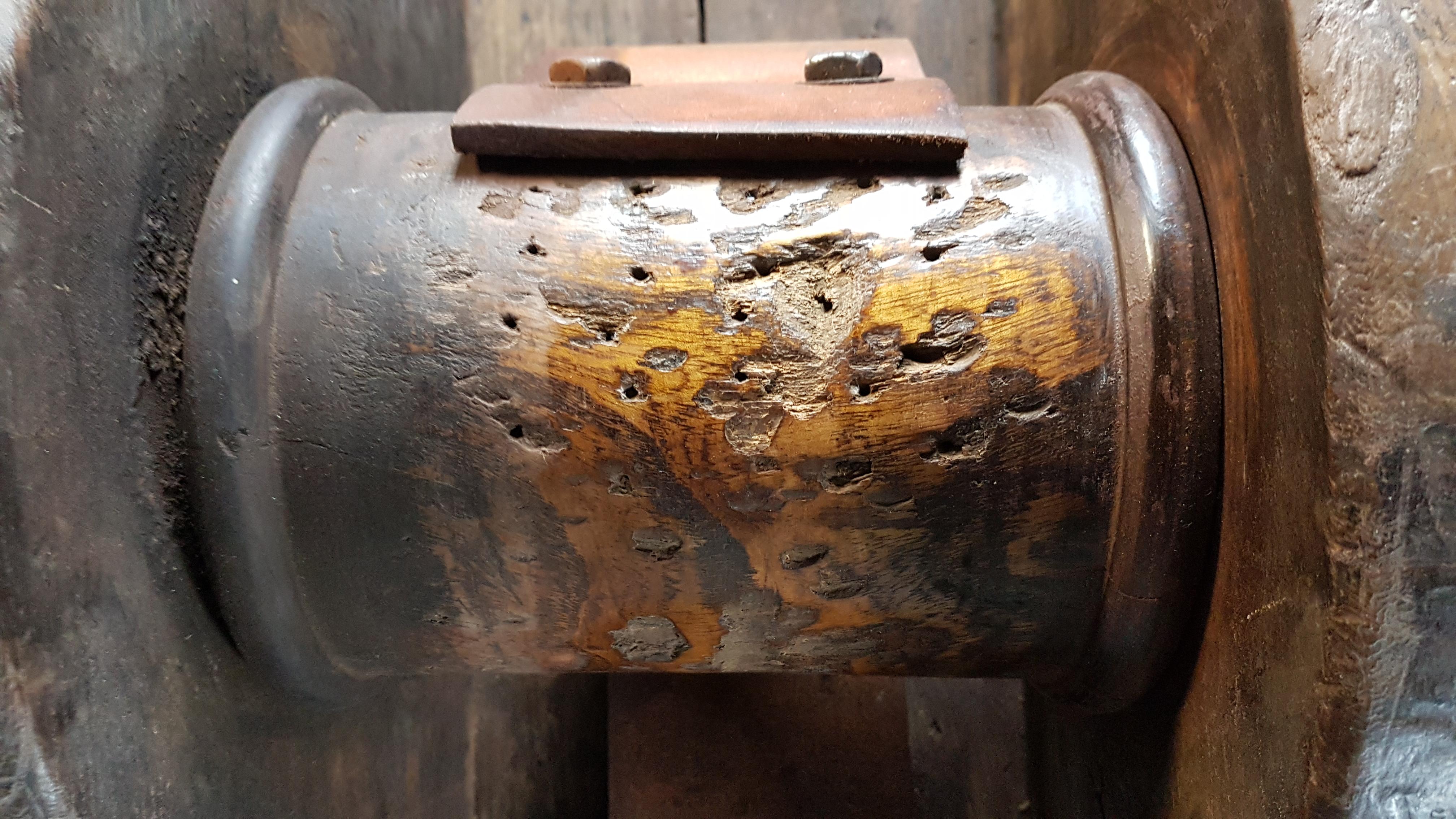 An early 19th century gold drawerer from the Aston Works in the Birmingham jewellery quarter. A rare and primitive survivor with the large hand cranked wheel that turns and elm barrel with the leather strap rolled around that. The roll of gold or