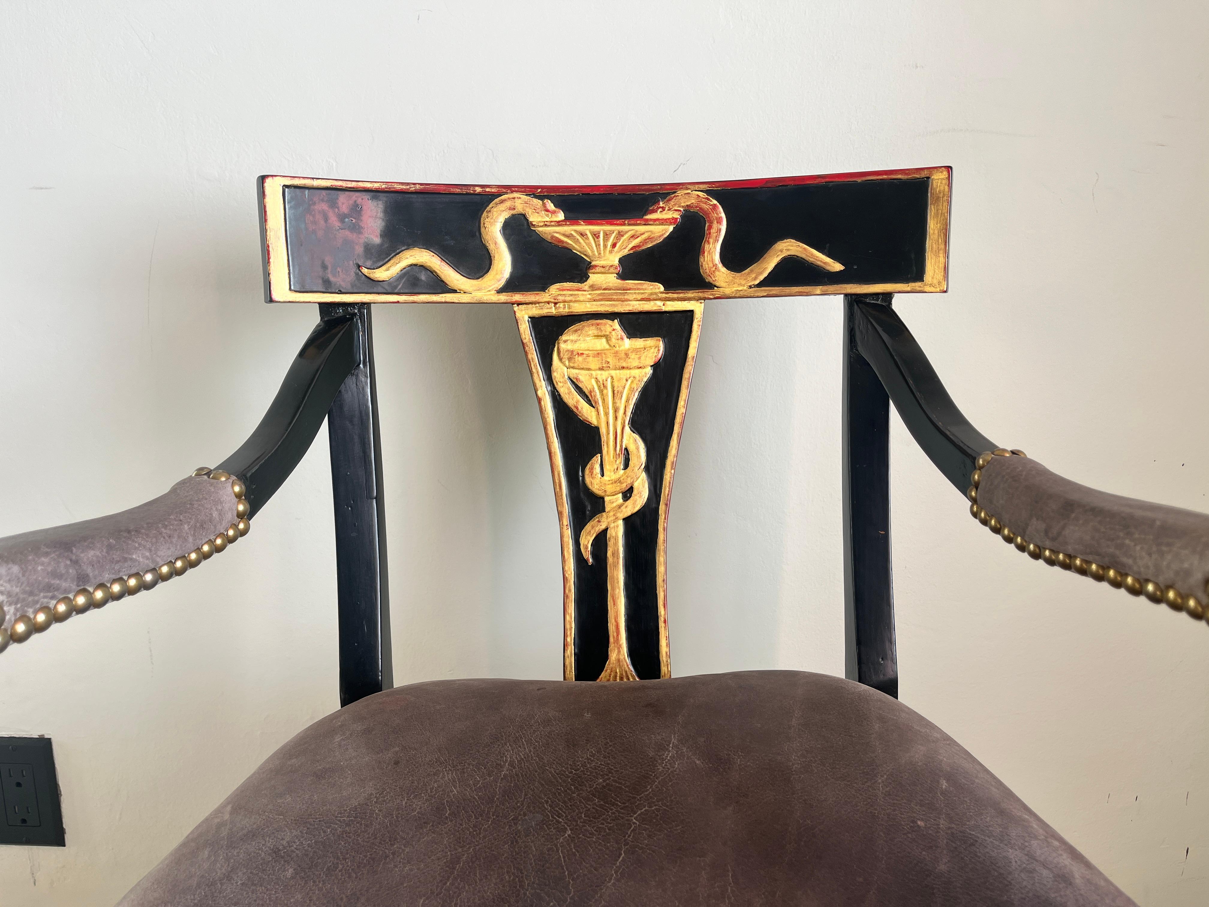 20th Century Early 19th Century Gold Serpent Leather Chair, Estate of Patrick Nagel For Sale