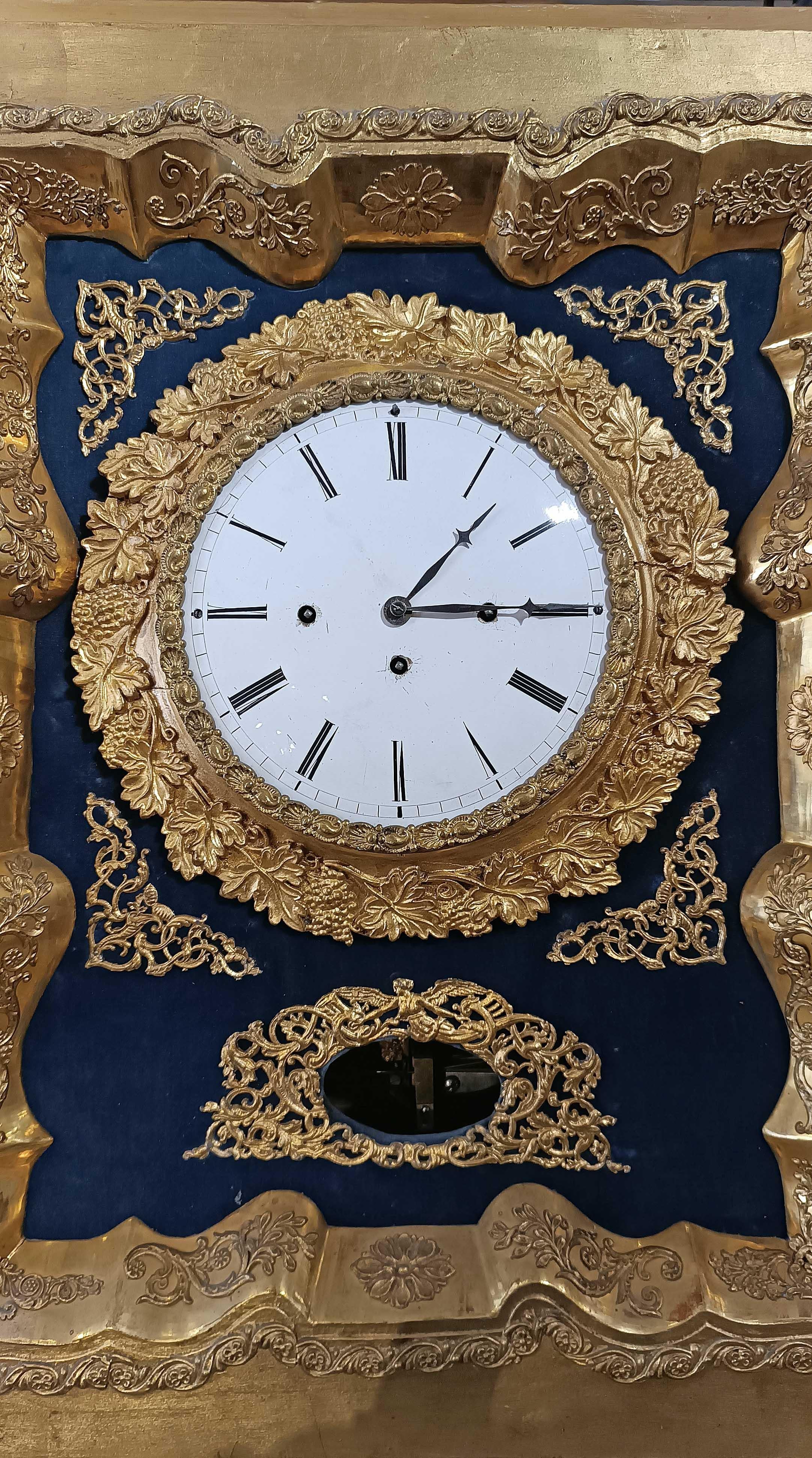Austrian EARLY 19th CENTURY GOLDEN WALL CLOCK WITH MUSIC BOX For Sale