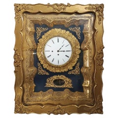 Antique EARLY 19th CENTURY GOLDEN WALL CLOCK WITH MUSIC BOX