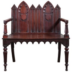 Early 19th Century Gothic Revival Hall Seat