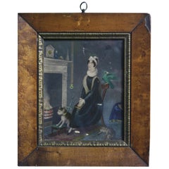 Early 19th Century Gouache & Pencil on Card Portrait The Old Maid In The Garret