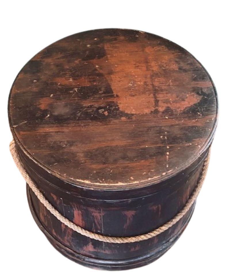 Folk Art Early 19th Century Grain Painted Firkin For Sale