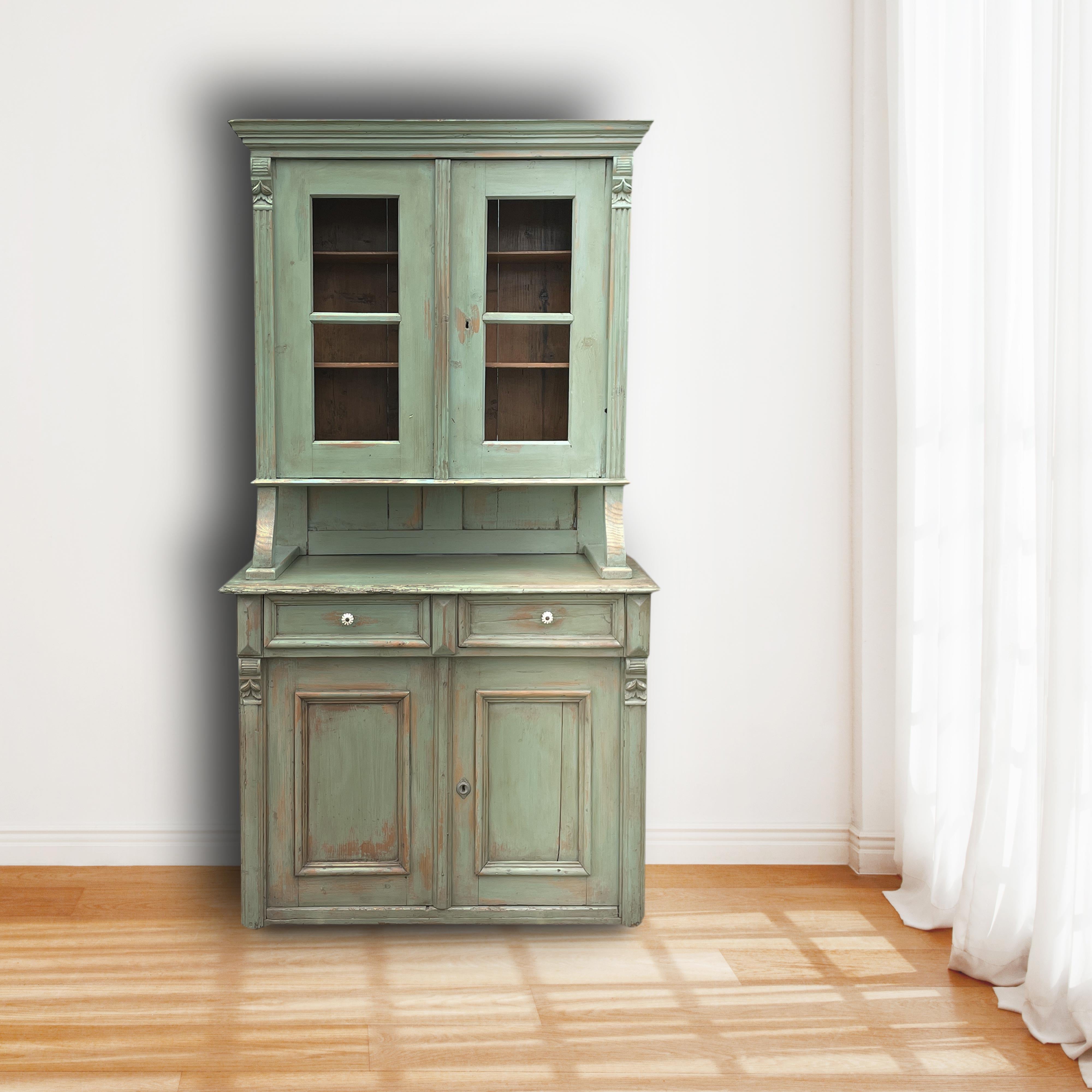Early 19th Century Green Painted Italian Cupboard 6