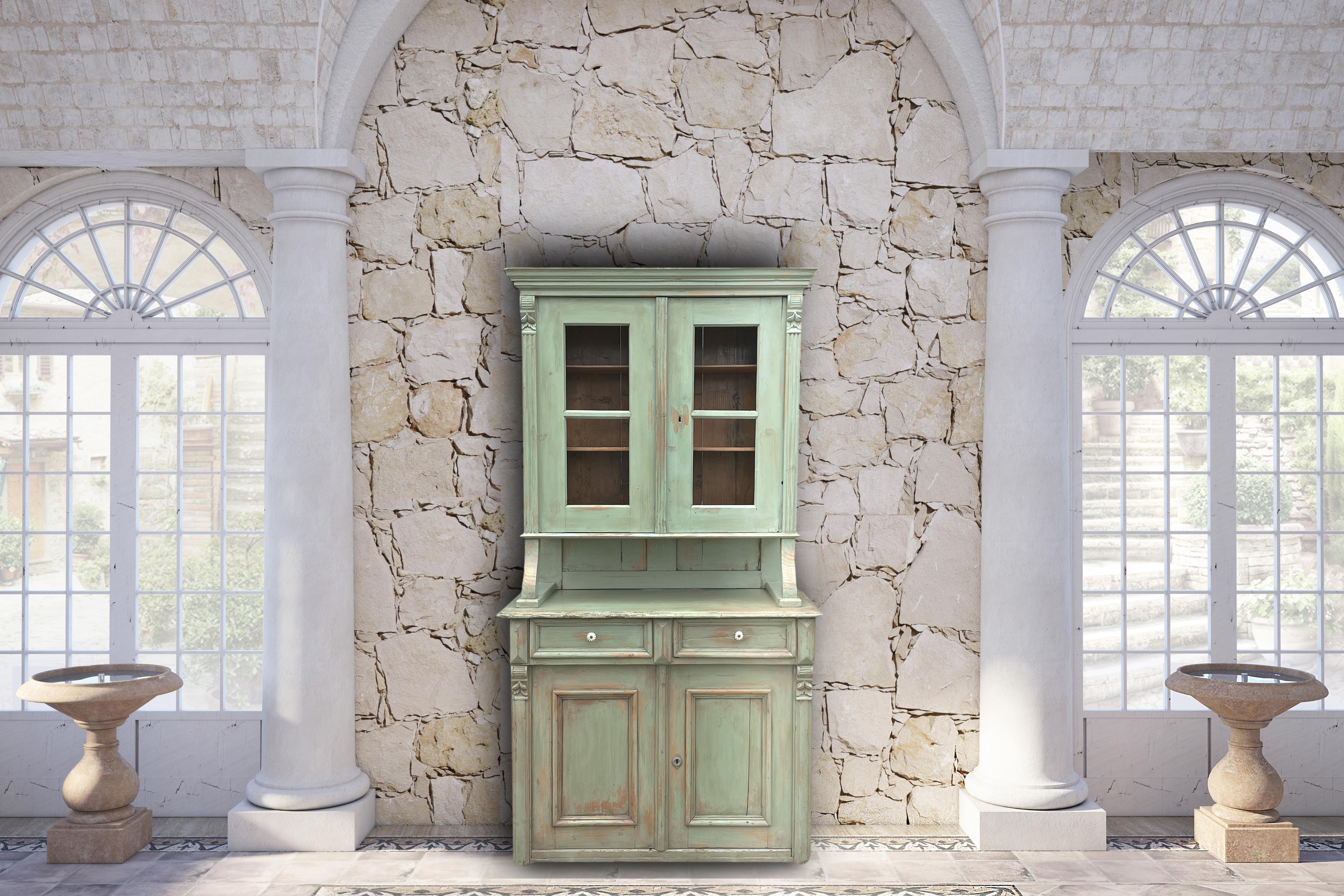 Nutwood Early 19th Century Green Painted Italian Cupboard
