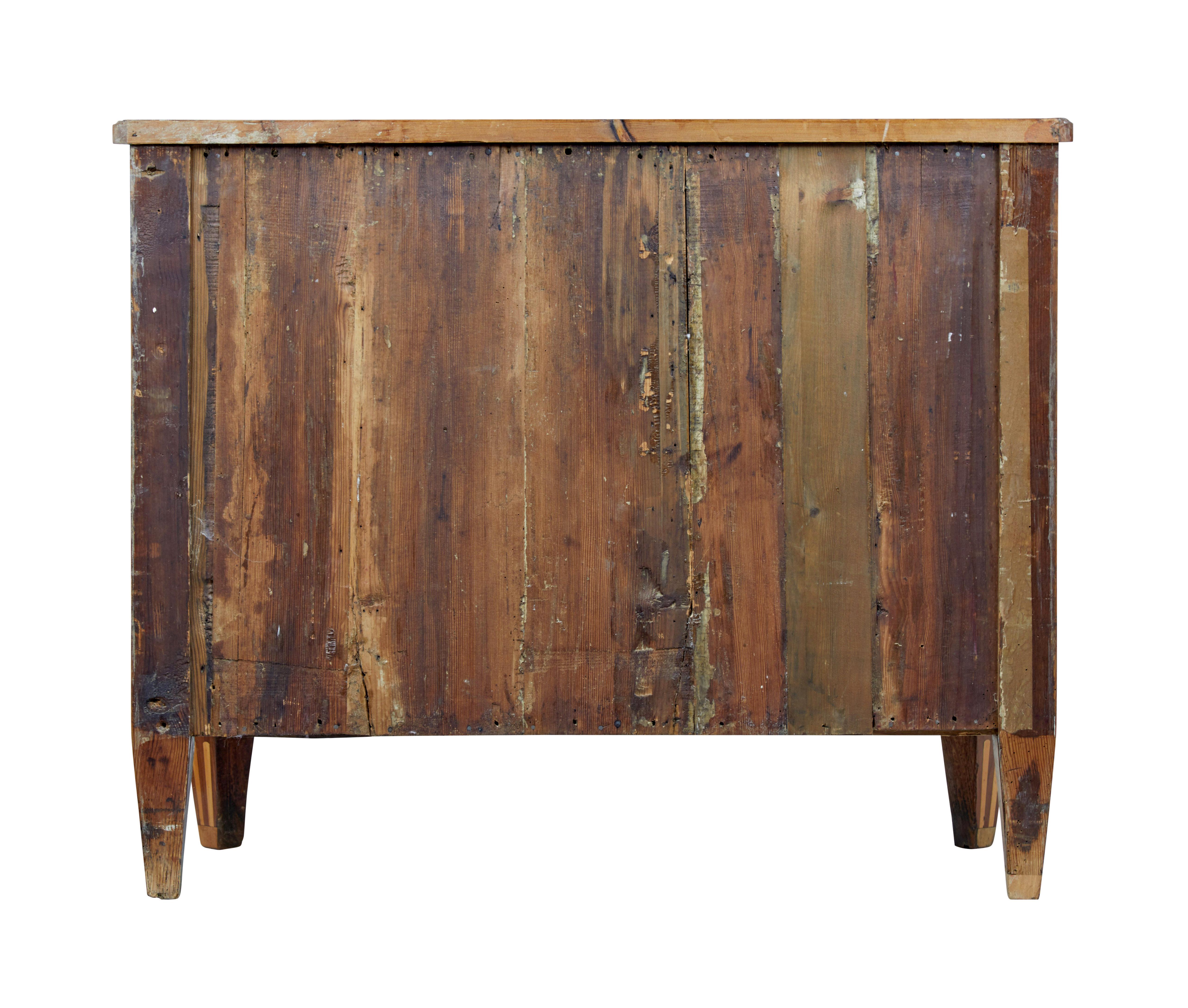 Hand-Carved Early 19th century Gustavian inlaid elm chest of drawers For Sale