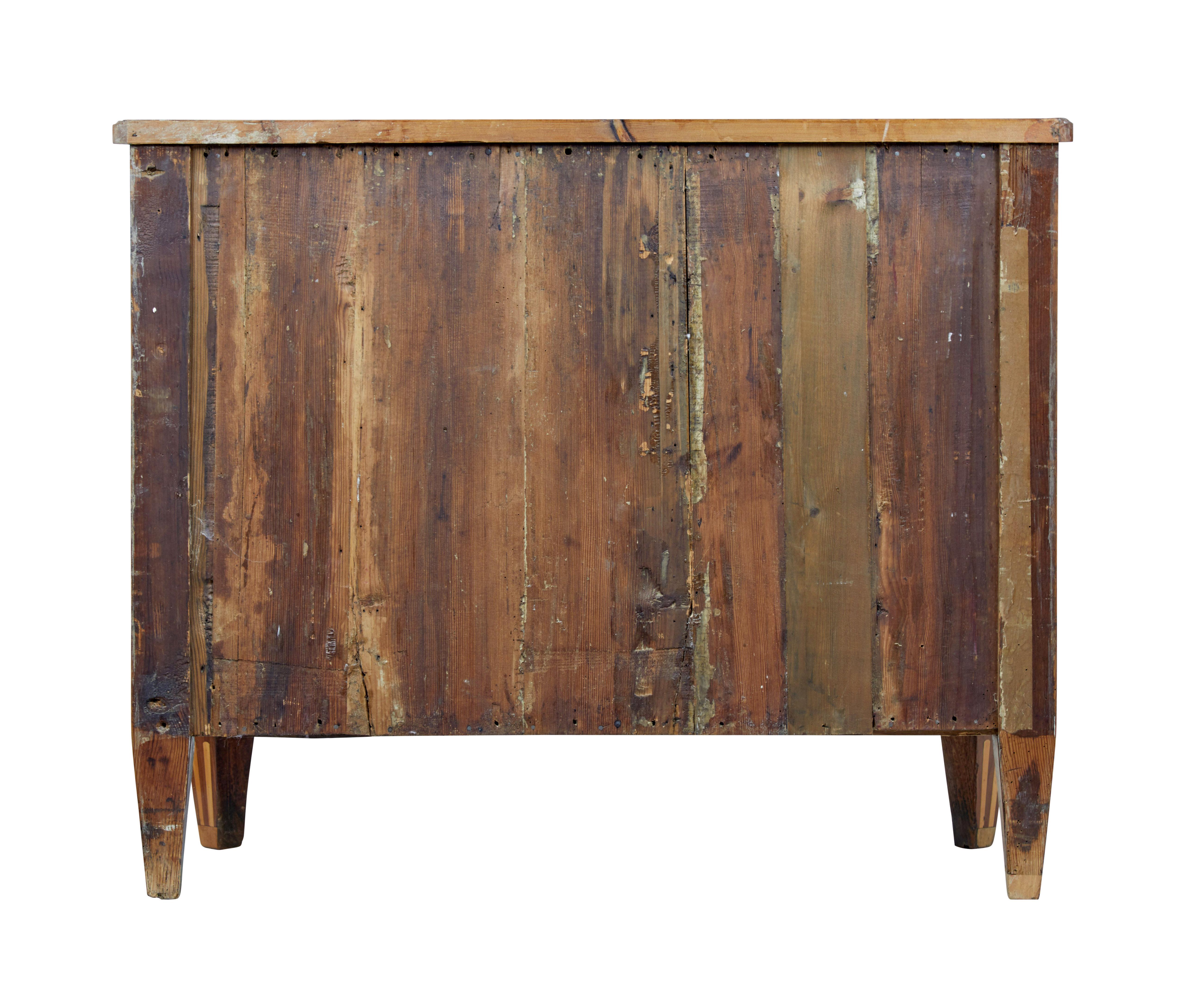 Birch Early 19th Century Gustavian Inlaid Elm Chest of Drawers For Sale
