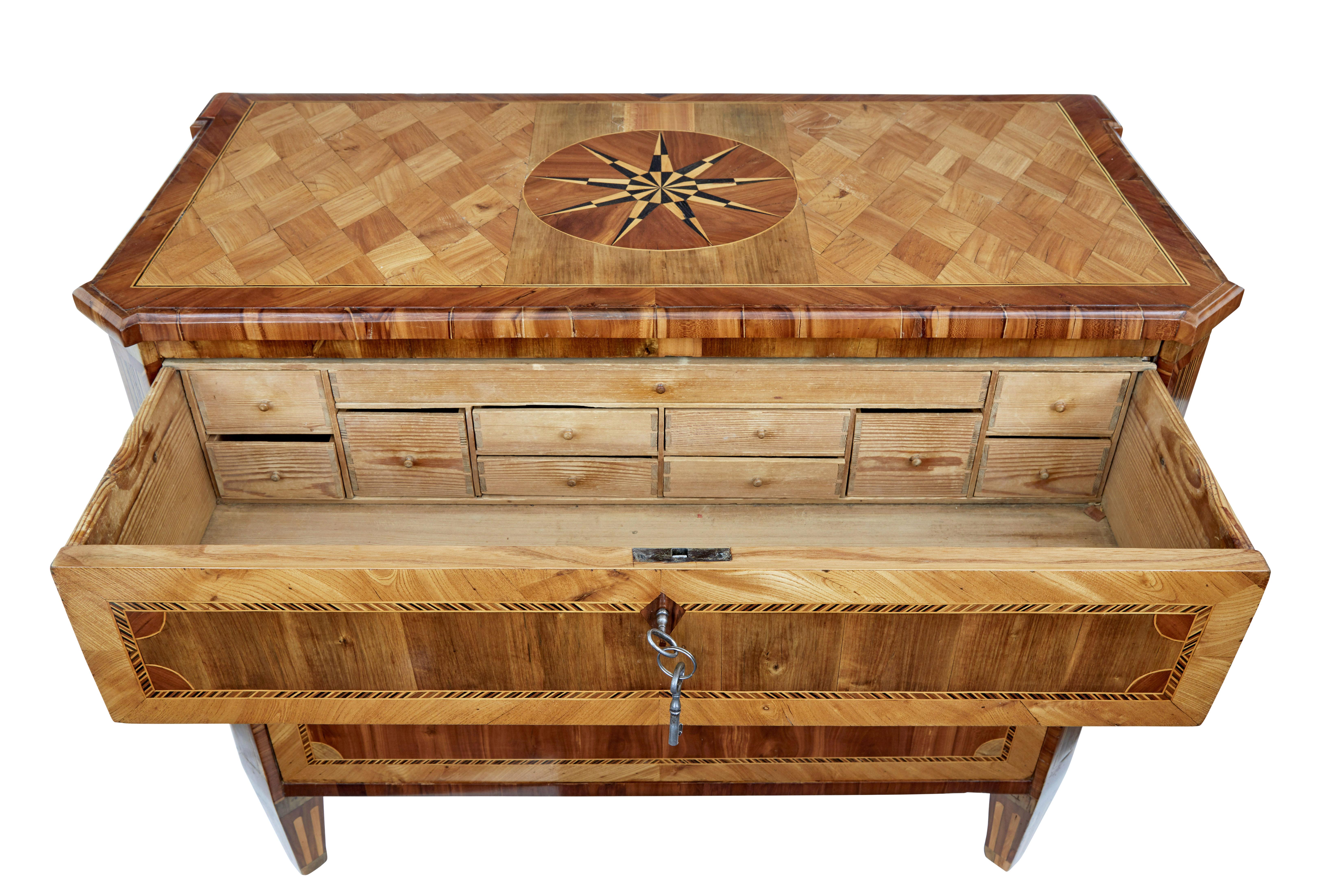 Early 19th Century Gustavian Inlaid Elm Chest of Drawers 2
