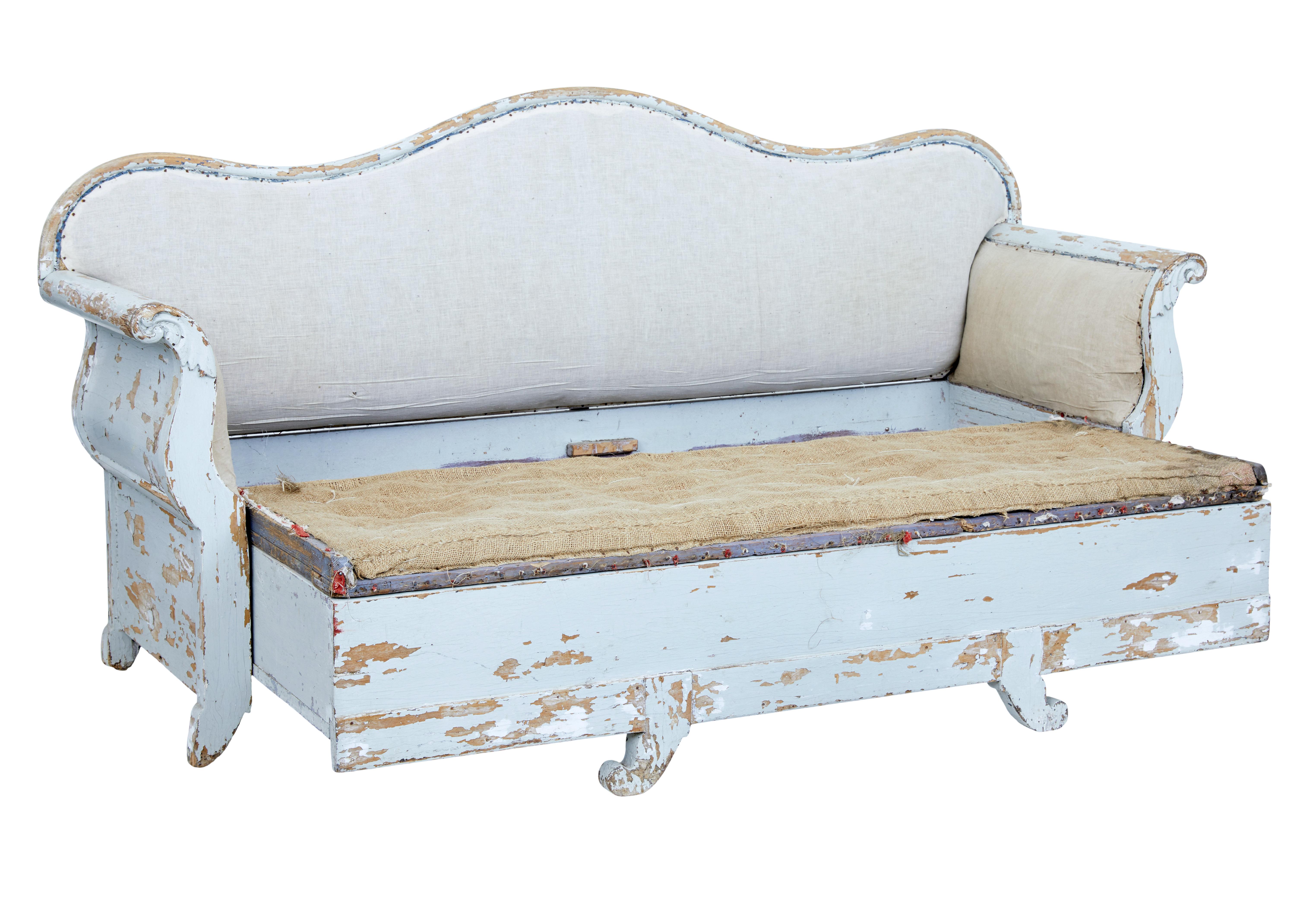 Swedish Early 19th Century Gustavian Painted Pine Sofa Bed