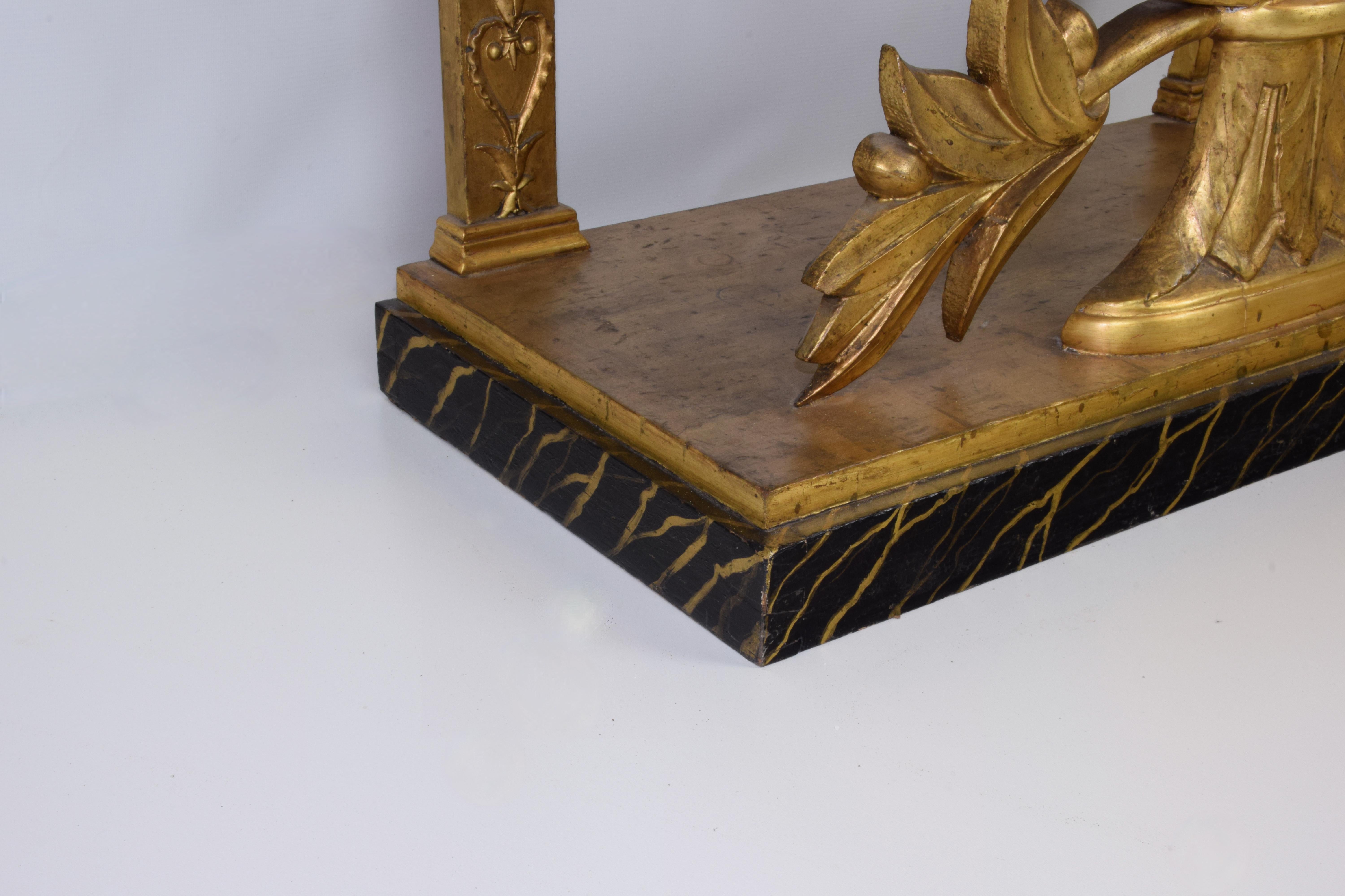 Table console et miroir en bois doré de style gustavien du début du XIXe siècle en vente 6