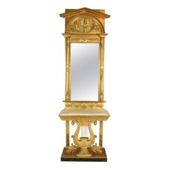 Early 19th Century Gustavian Style Giltwood Console Table and Mirror