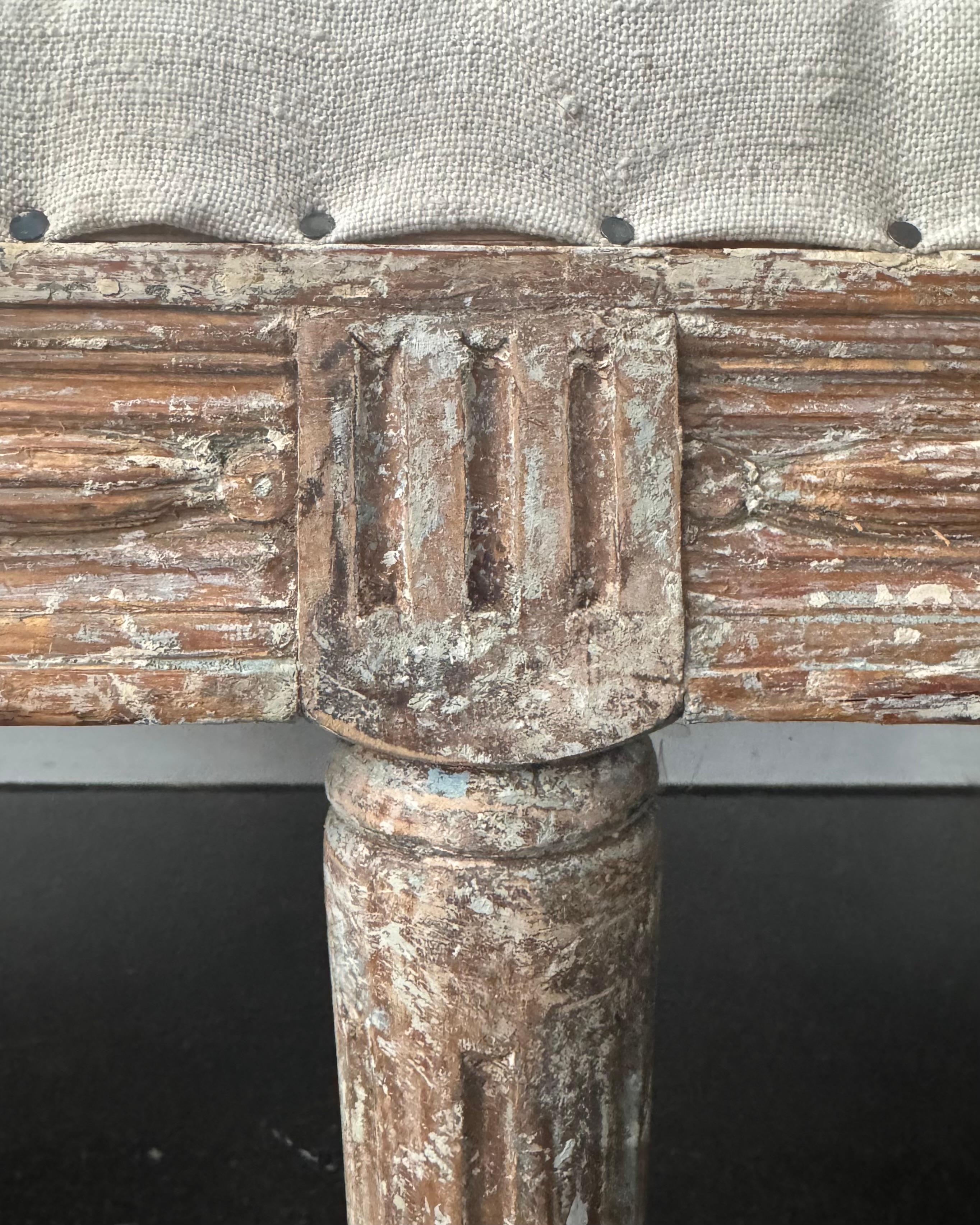 Début du 19ème siècle, canapé d'époque suédoise gustavienne avec lin ancien en vente 4