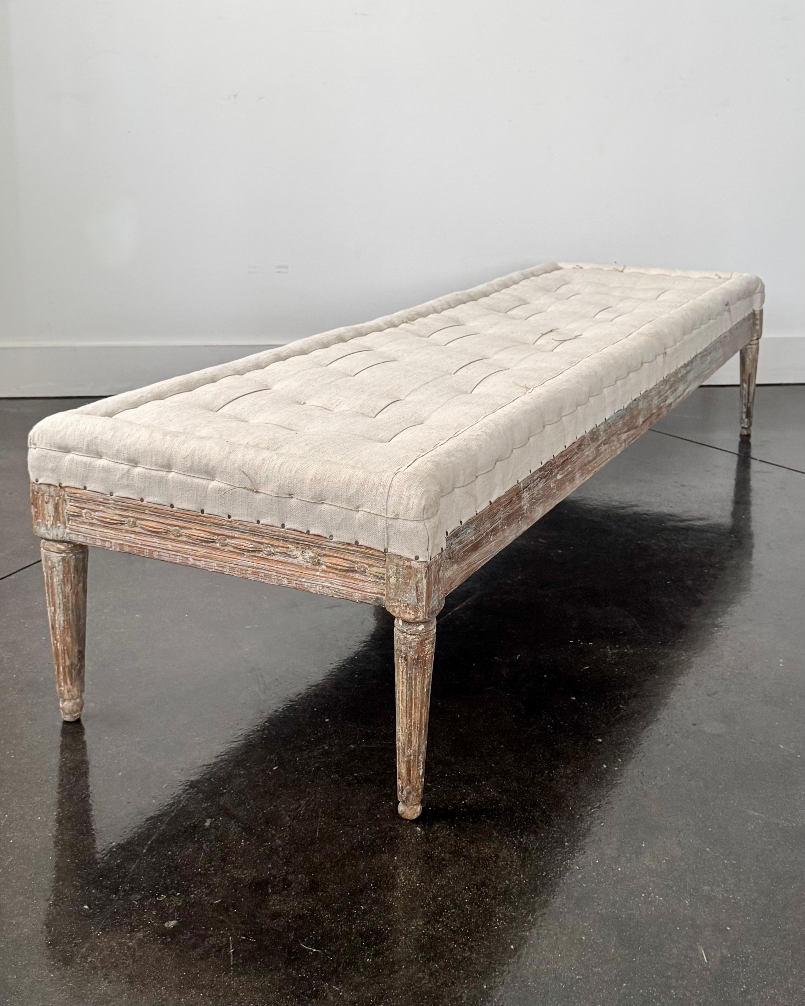 Lin Début du 19ème siècle, canapé d'époque suédoise gustavienne avec lin ancien en vente