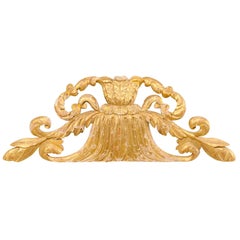 Early 19th Century Hand Carved Giltwood Pediment Fragment from Italy