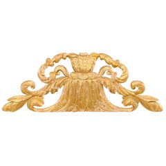 Early 19th Century Hand Carved Giltwood Pediment Fragment from Italy