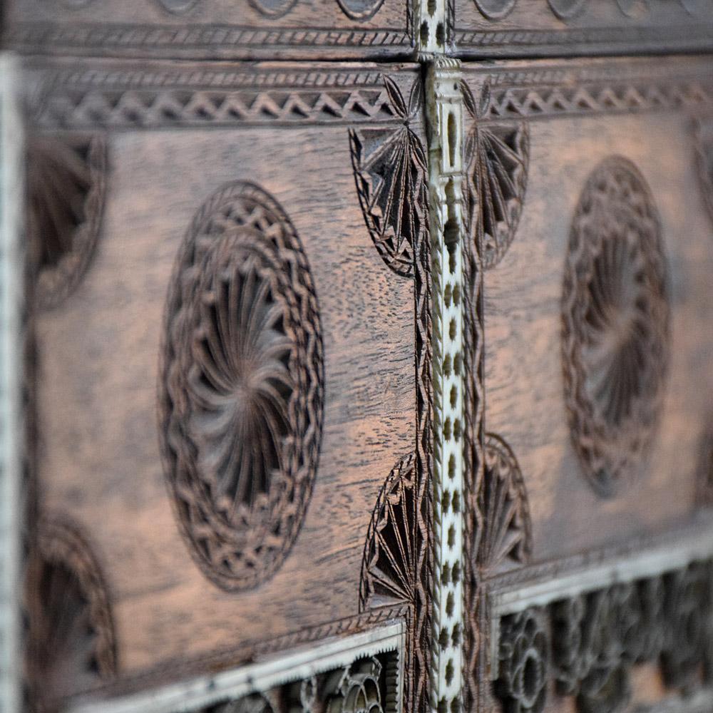 Wood Early 19th Century Hand Carved Prisoner of War Box 