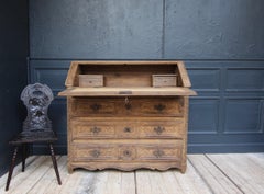 Early 19th Century Hand Carved Stripped Oak Secretary