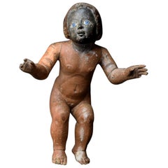 Early 19th Century Hand Carved Wooden Unusual Italian Unique Putti Figure