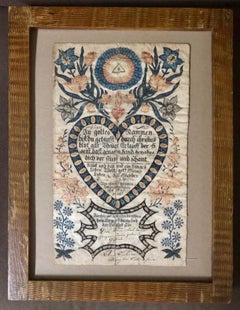 Early 19th Century Hand Colored Baptismal Document