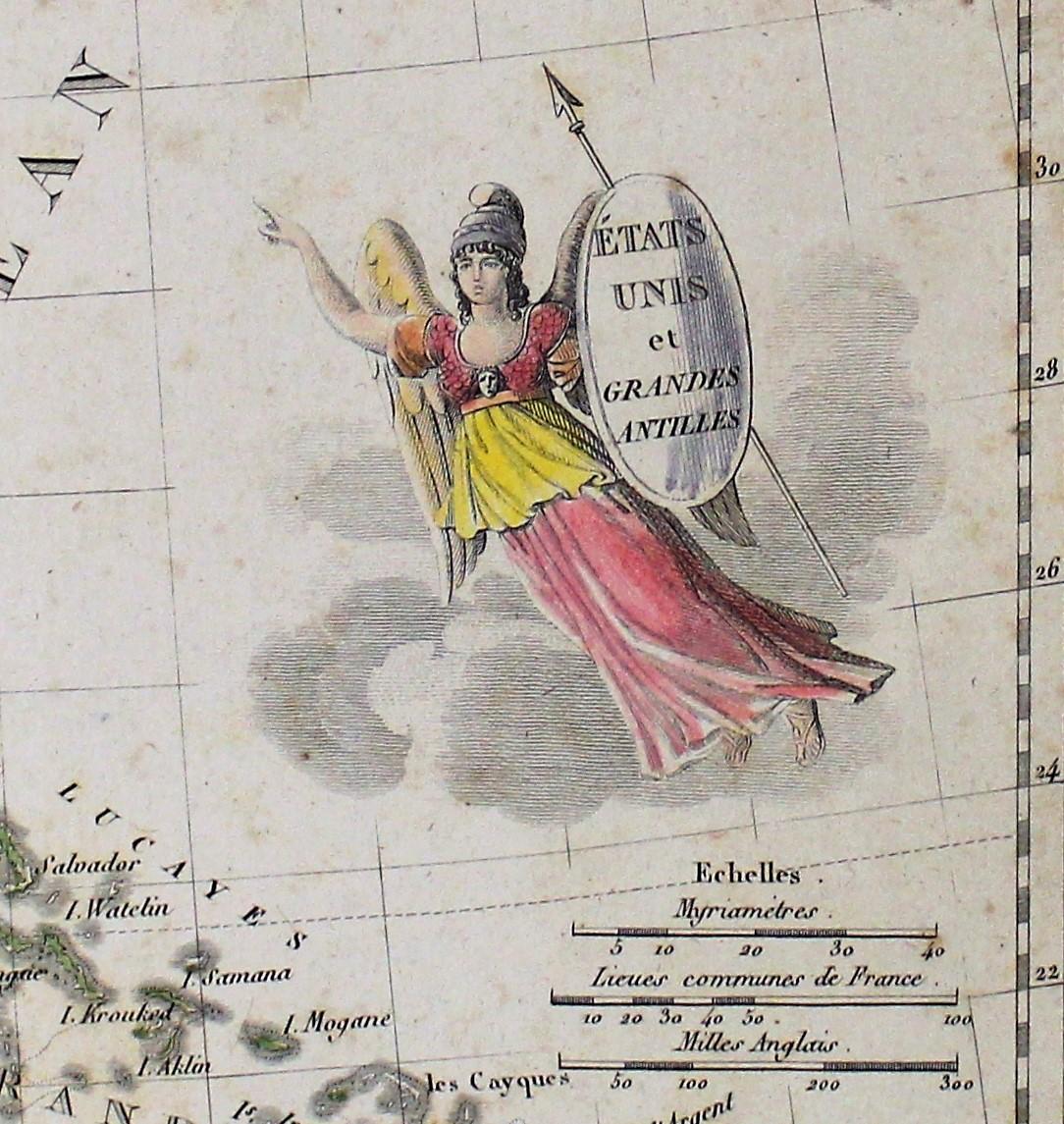 Hand coloured early 19th century map by Giraldon of France titled 