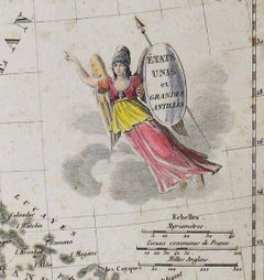 Early 19th Century Hand Colored Map of the United States and Caribbean Islands