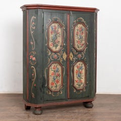 Early 19th Century Hand-Painted German Two-Door Armoire Shrunk