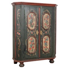 Early 19th Century Hand-Painted German Two-Door Armoire Shrunk