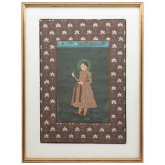 Early 19th Century Hand Painted Gouache Painting of Rajasthan Dignitary