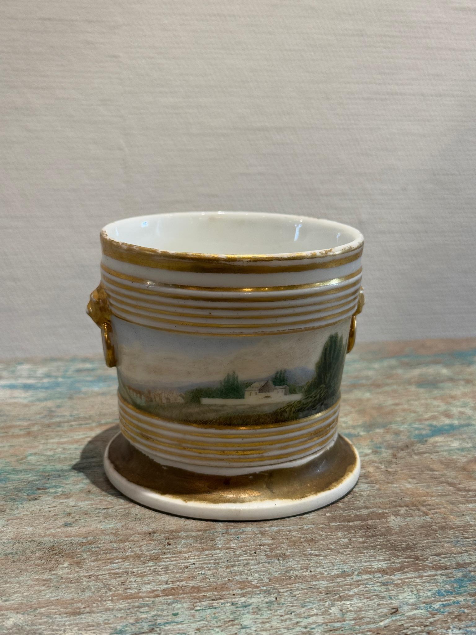 Americano Cachepot in porcellana dipinto a mano dell'inizio del XIX secolo attribuito alla fabbrica Tucker in vendita