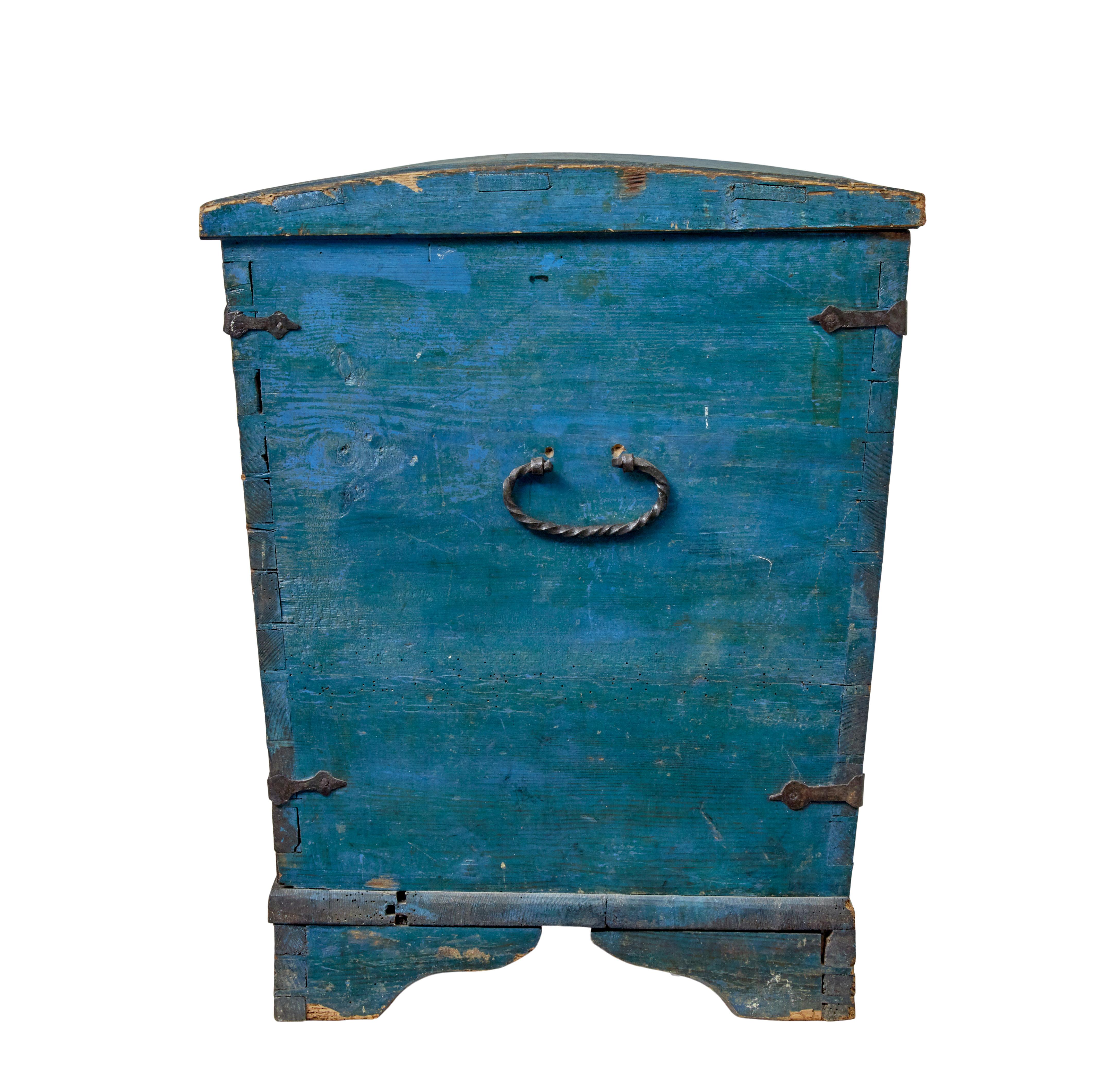 Pine Early 19th century hand painted Swedish folk art coffer