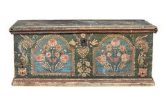 Early 19th Century Hand Painted Swedish Folk Art Pine Box