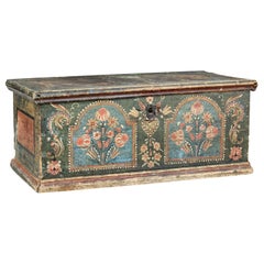 Early 19th Century Hand Painted Swedish Folk Art Pine Box