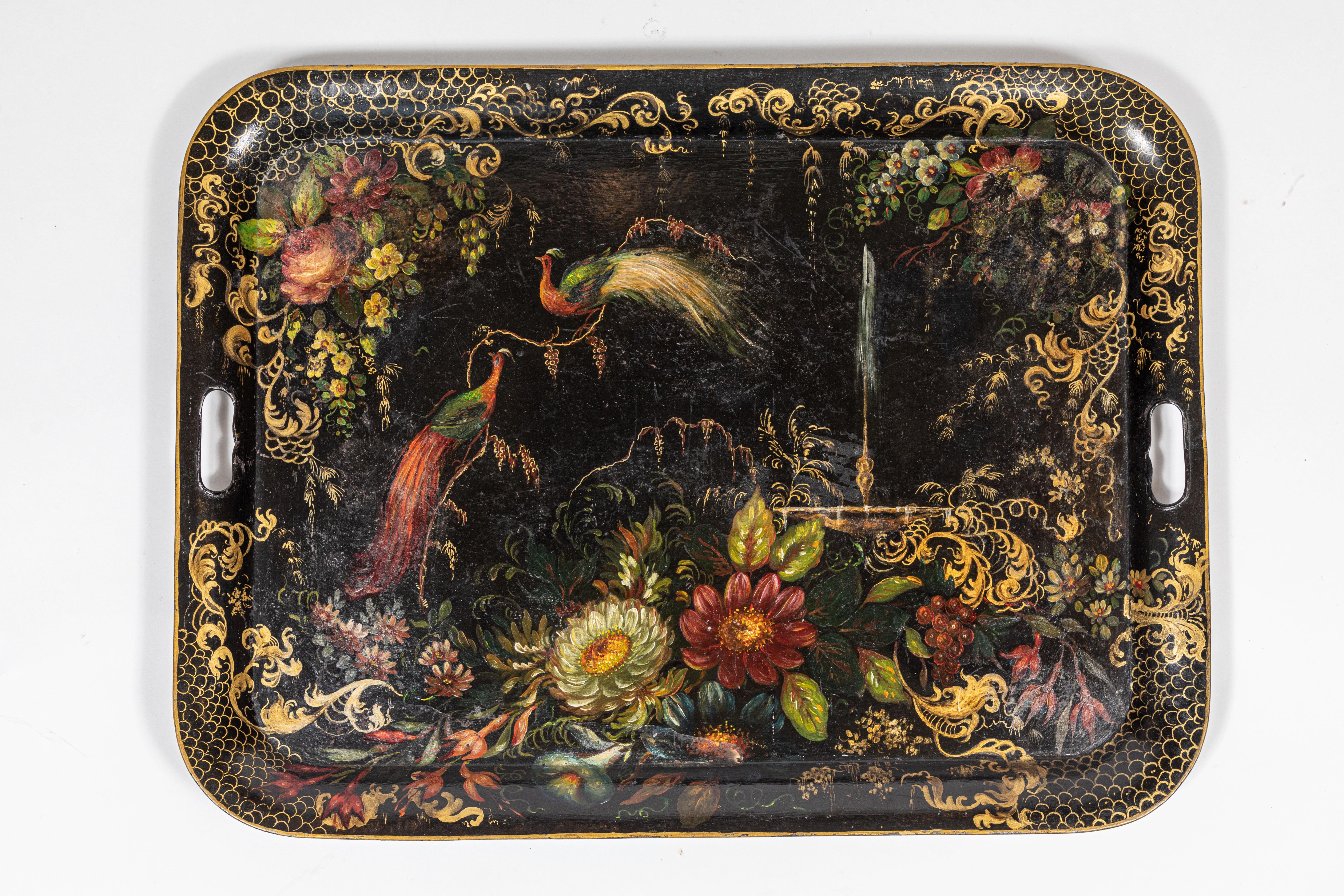 Victorian Early 19th Century Hand Painted Toleware Tray