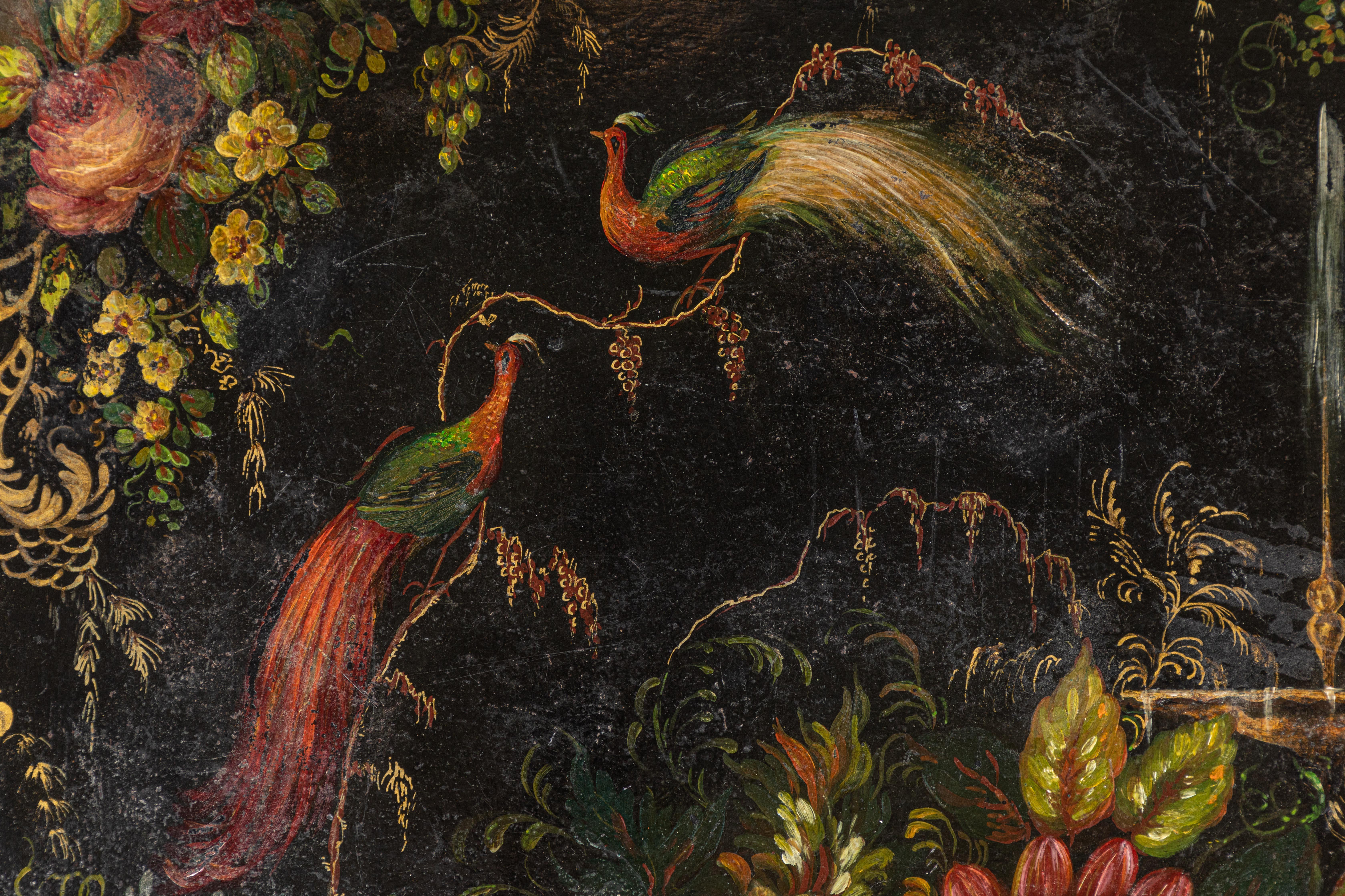 Hand-Painted Early 19th Century Hand Painted Toleware Tray