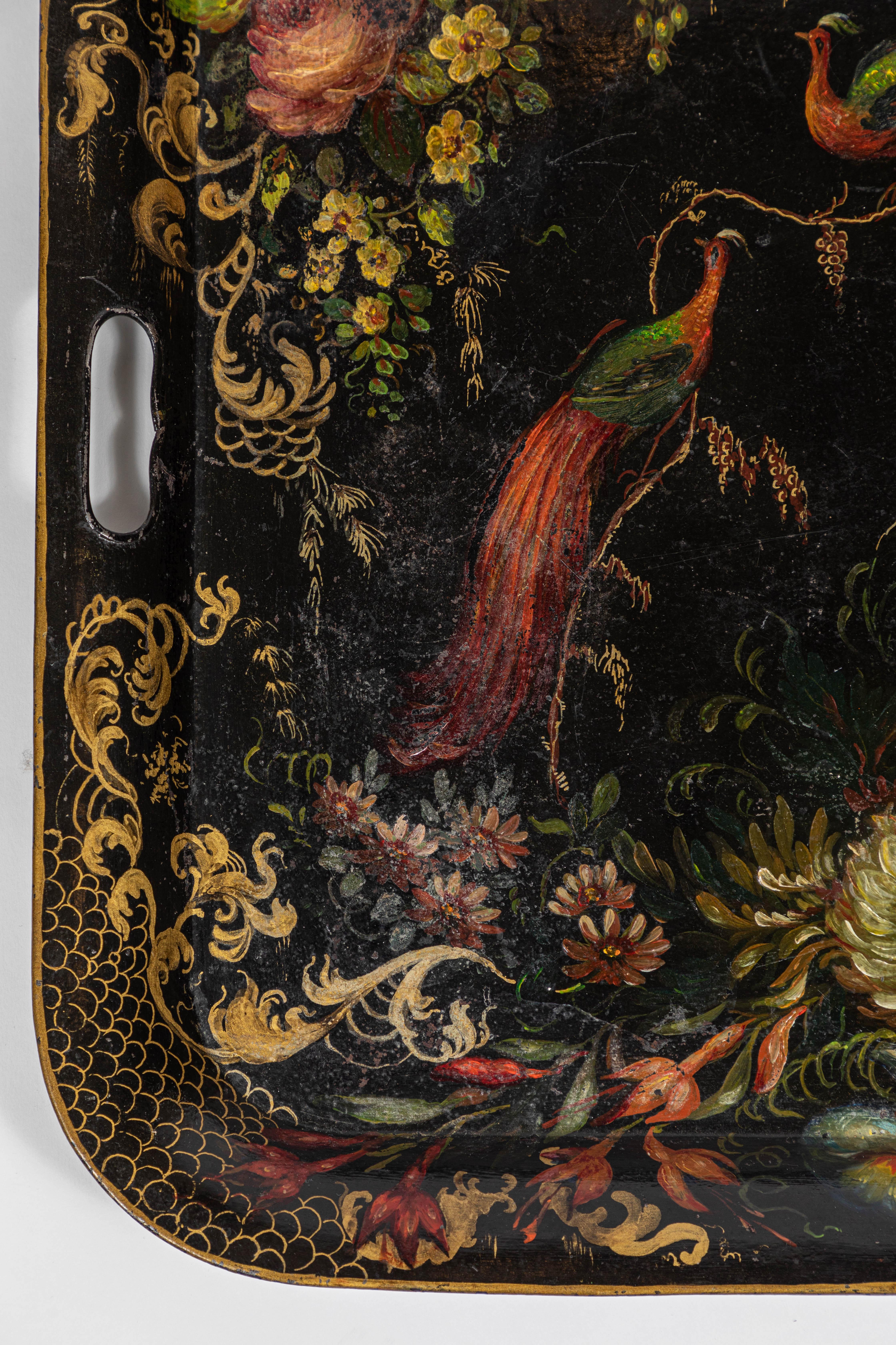 Metal Early 19th Century Hand Painted Toleware Tray