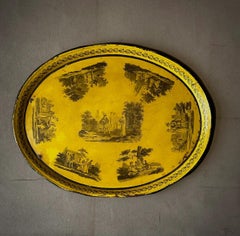 Early 19th Century Hand Painted Yellow Tole Tray