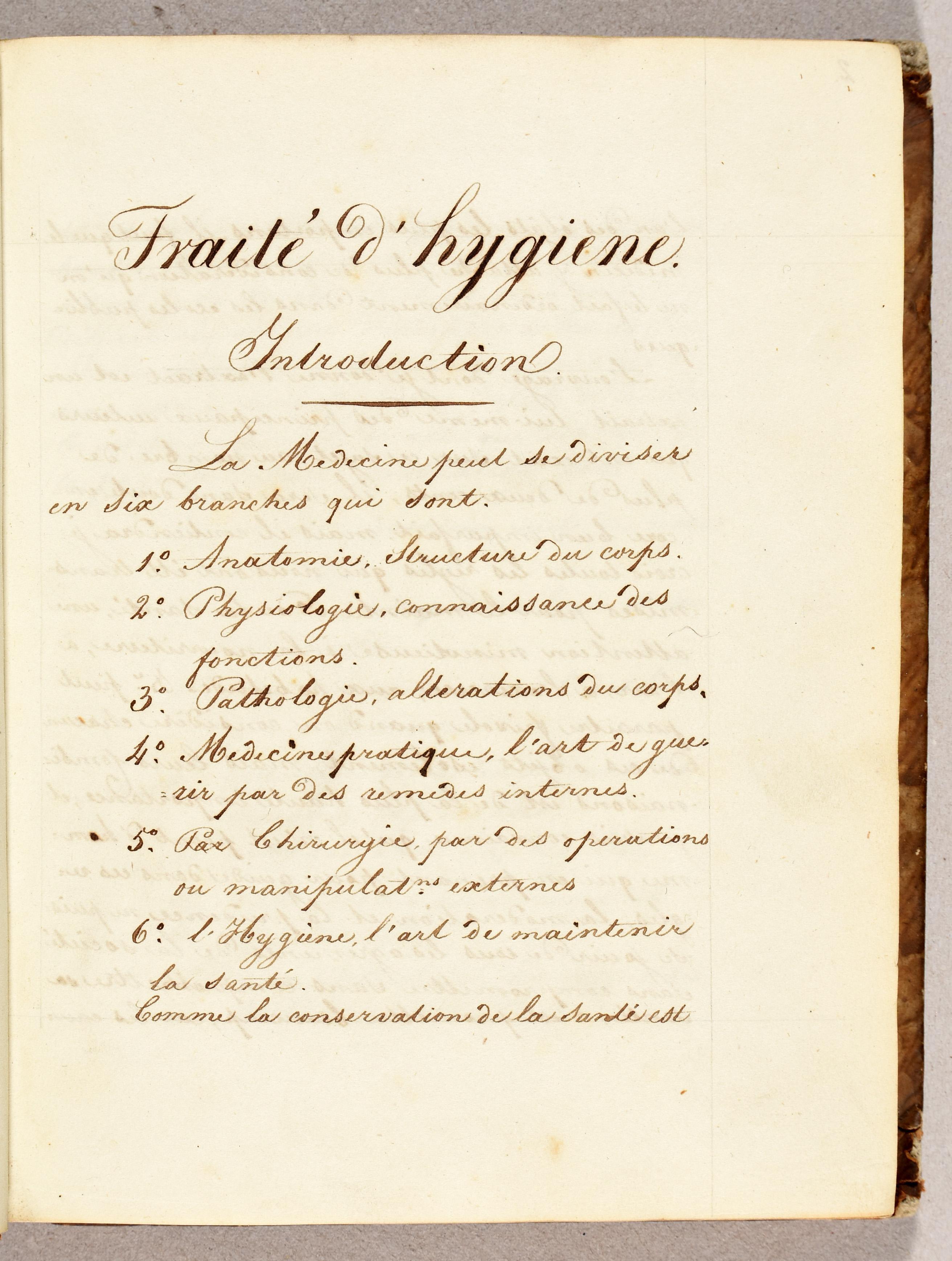French Monoscript Early 19th century hand written French manuscript on hygiene and ...