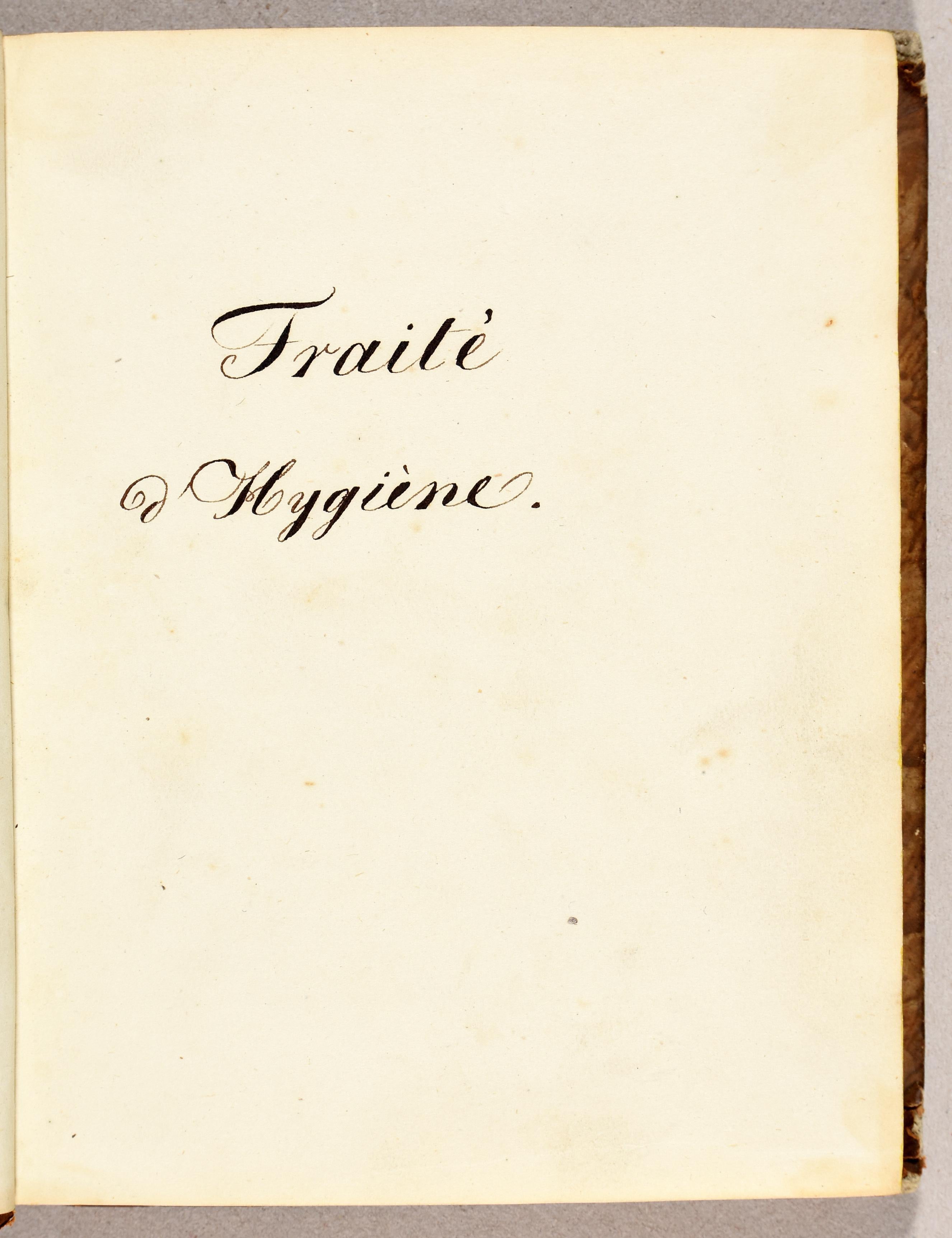 French Monoscript Early 19th century hand written French manuscript on hygiene and ...