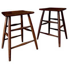 Conjunto de taburetes de escalera hechos a mano de principios del siglo XIX, Inglaterra