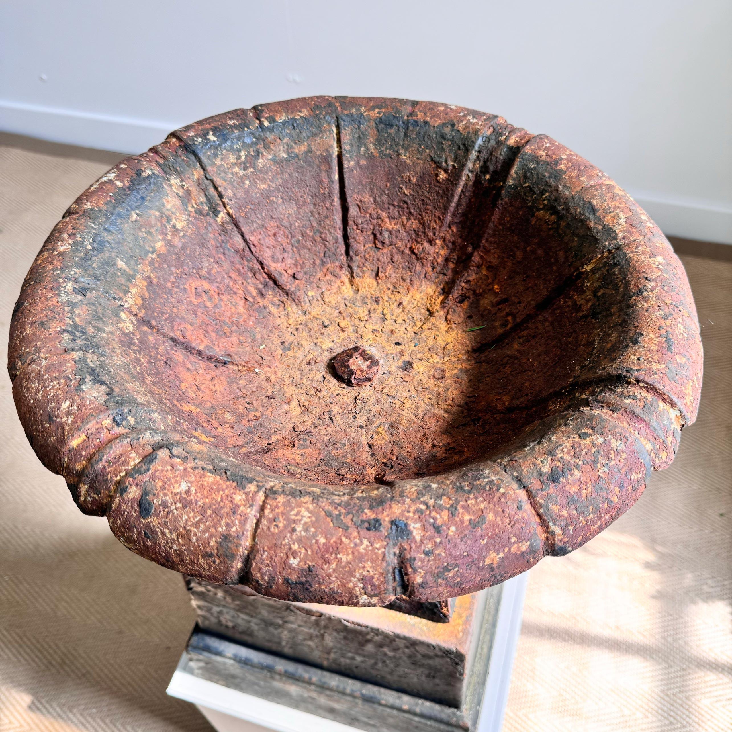Early 19th Century Handyside Style Cast Iron Tazza Urn on Plinth For Sale 5