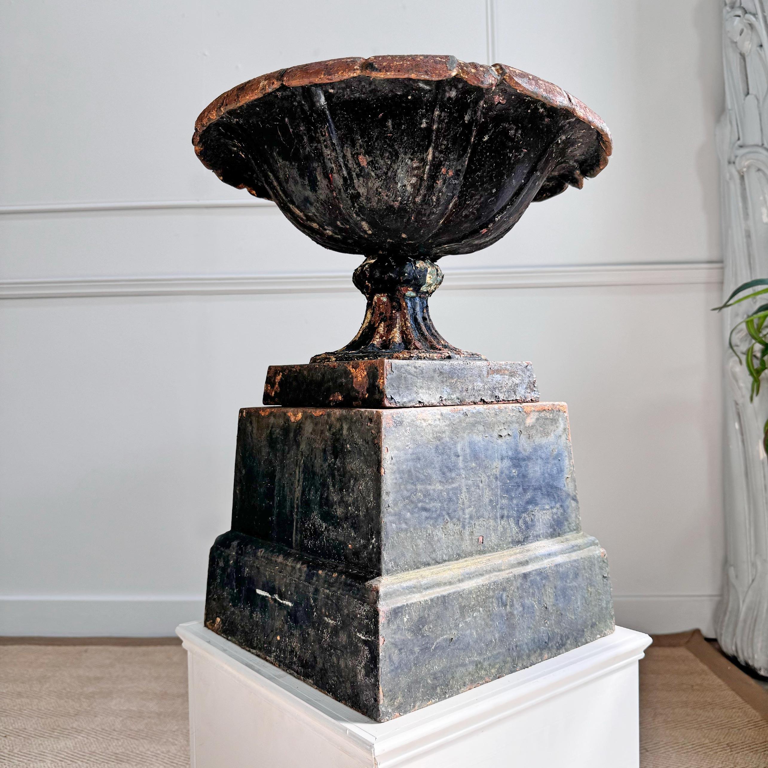 Early 19th Century Handyside Style Cast Iron Tazza Urn on Plinth For Sale 6