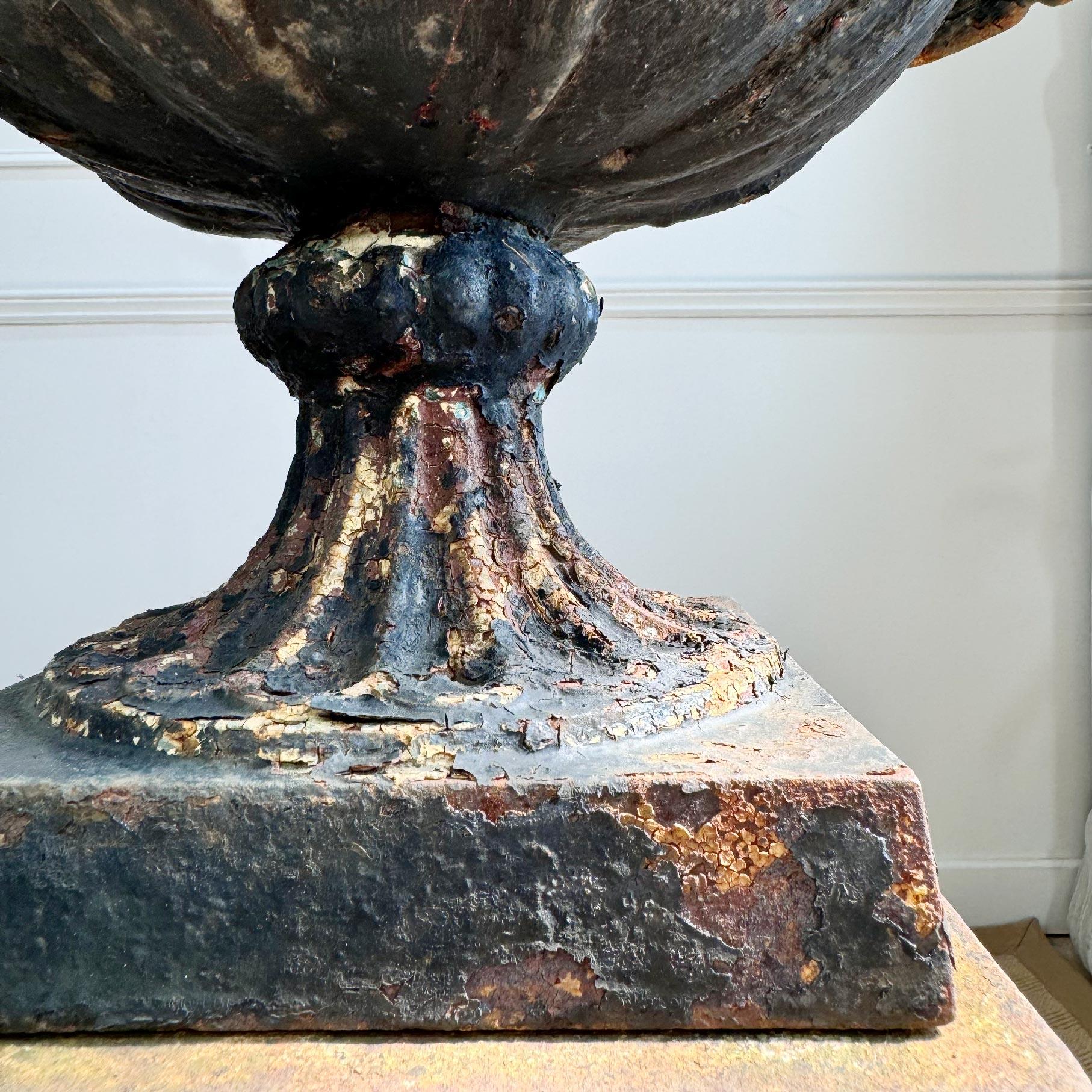 Early 19th Century Handyside Style Cast Iron Tazza Urn on Plinth For Sale 1