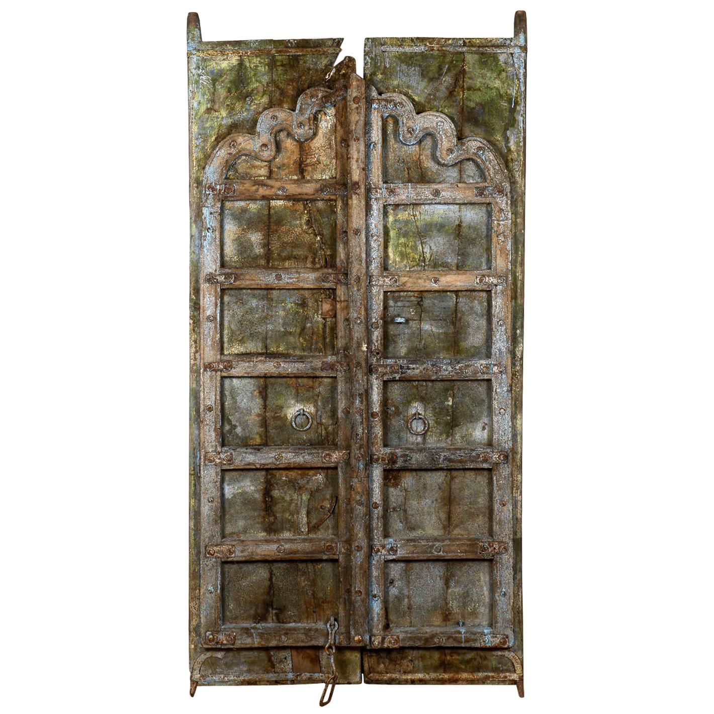 Early 19th Century Heavy Decorative Indian Door For Sale