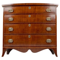 Early 19th Century, Hepplewhite Four Drawer Bow Front Chest